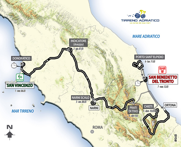 2013 Tirreno-Adriatico race map